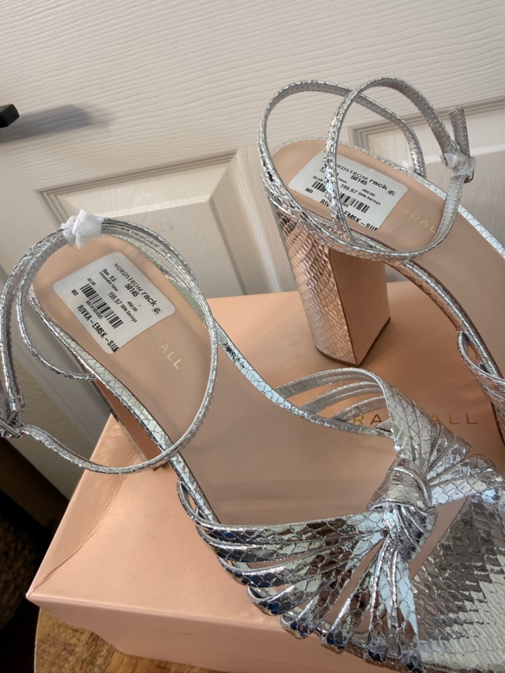 Loeffler Randall Silver Knotted Platform Sandals - Picture 6 of 6